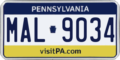PA license plate MAL9034