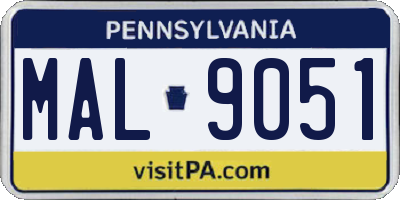 PA license plate MAL9051