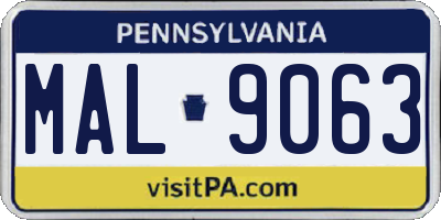 PA license plate MAL9063