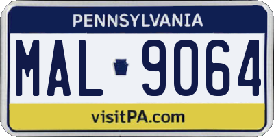 PA license plate MAL9064