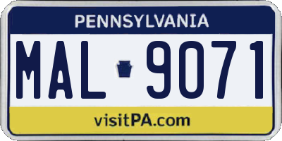 PA license plate MAL9071