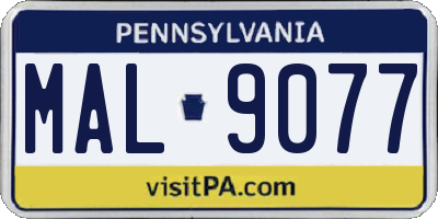 PA license plate MAL9077