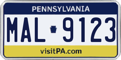 PA license plate MAL9123