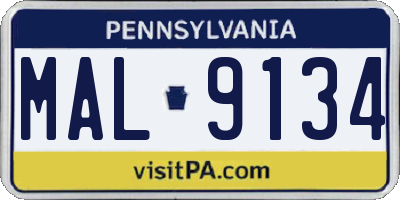 PA license plate MAL9134