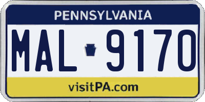 PA license plate MAL9170