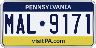 PA license plate MAL9171