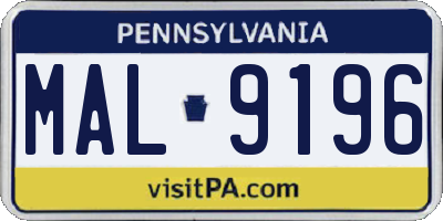 PA license plate MAL9196