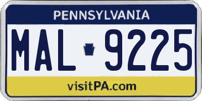 PA license plate MAL9225