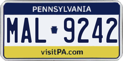 PA license plate MAL9242
