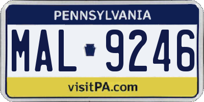 PA license plate MAL9246