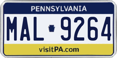 PA license plate MAL9264