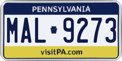 PA license plate MAL9273