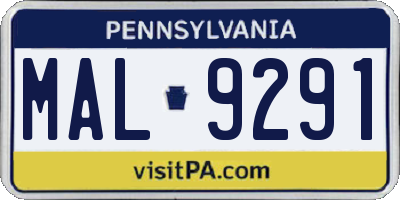 PA license plate MAL9291