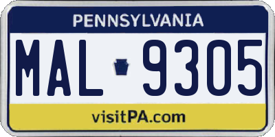PA license plate MAL9305