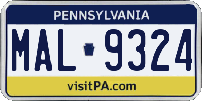 PA license plate MAL9324