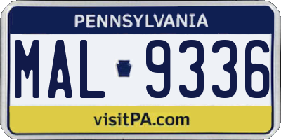 PA license plate MAL9336