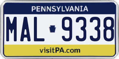 PA license plate MAL9338