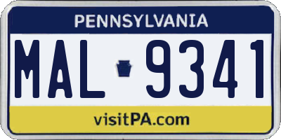 PA license plate MAL9341