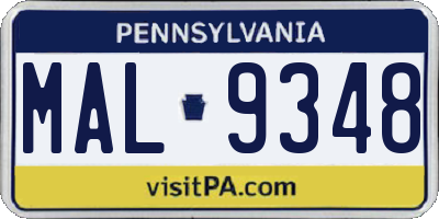 PA license plate MAL9348