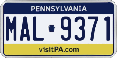 PA license plate MAL9371