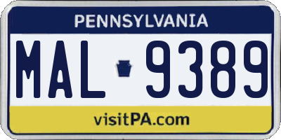 PA license plate MAL9389