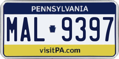 PA license plate MAL9397