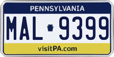 PA license plate MAL9399