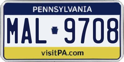 PA license plate MAL9708
