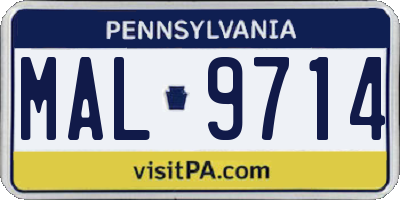 PA license plate MAL9714