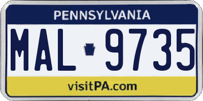 PA license plate MAL9735