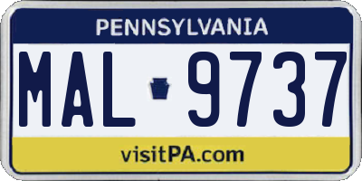 PA license plate MAL9737