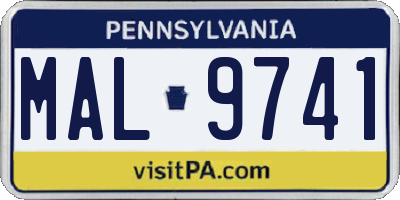 PA license plate MAL9741