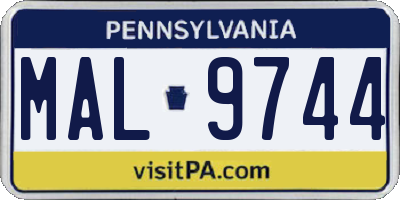 PA license plate MAL9744