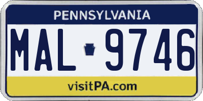 PA license plate MAL9746