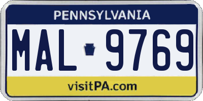 PA license plate MAL9769