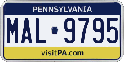 PA license plate MAL9795