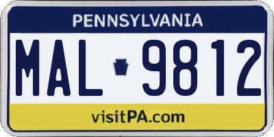PA license plate MAL9812