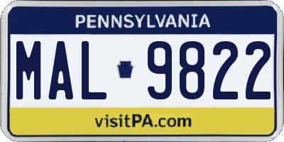 PA license plate MAL9822
