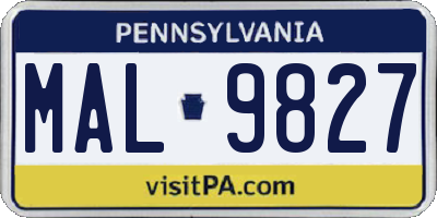 PA license plate MAL9827
