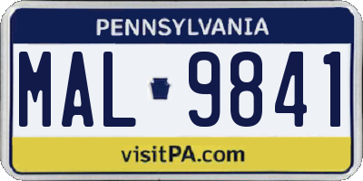 PA license plate MAL9841