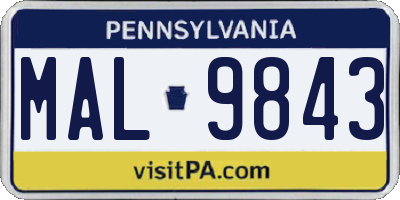 PA license plate MAL9843