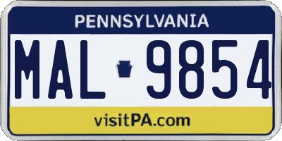 PA license plate MAL9854
