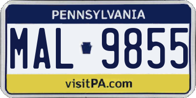 PA license plate MAL9855