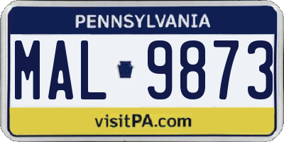 PA license plate MAL9873