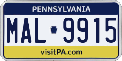 PA license plate MAL9915