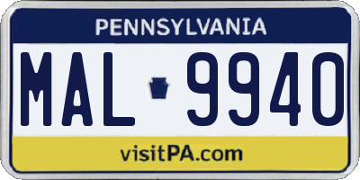 PA license plate MAL9940