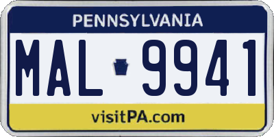 PA license plate MAL9941