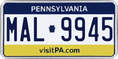 PA license plate MAL9945