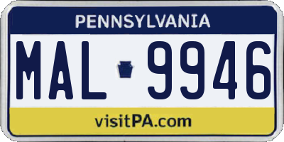 PA license plate MAL9946