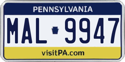 PA license plate MAL9947